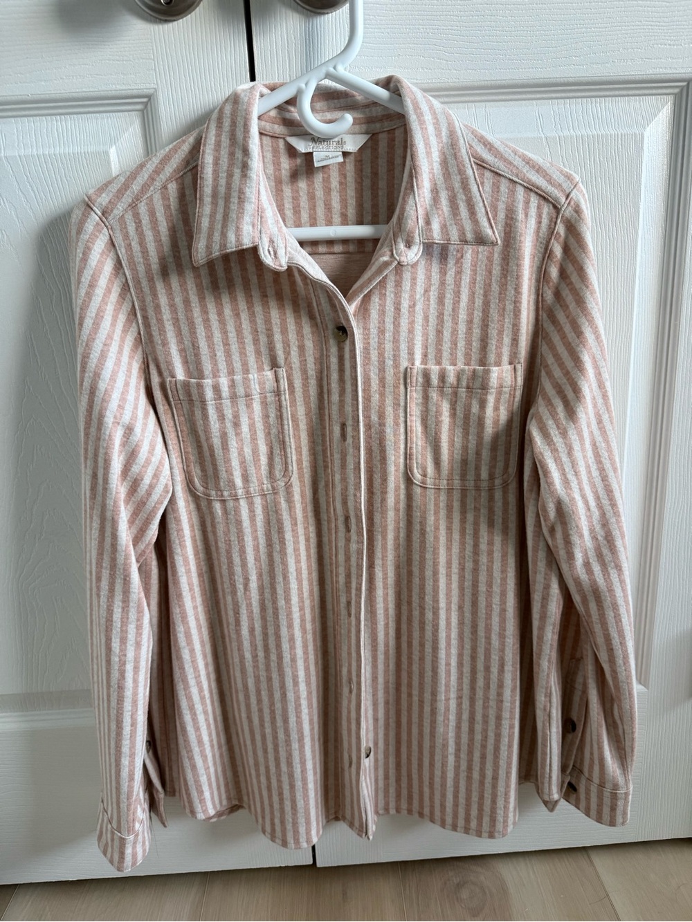 Natural Reflections Pink and White Striped Button-Down Shirt